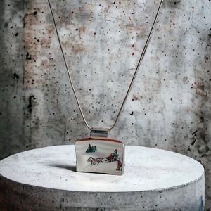 Broken china holiday themed pendant